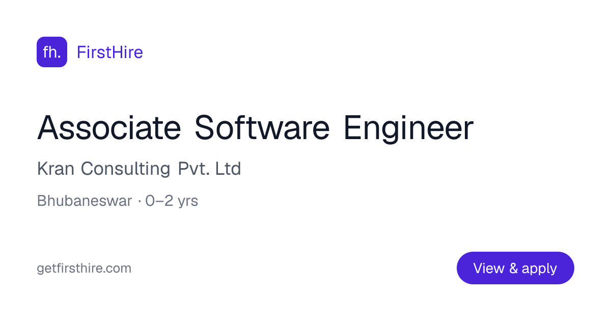 Associate Software Engineer at Kran Consulting Pvt. Ltd | FirstHire